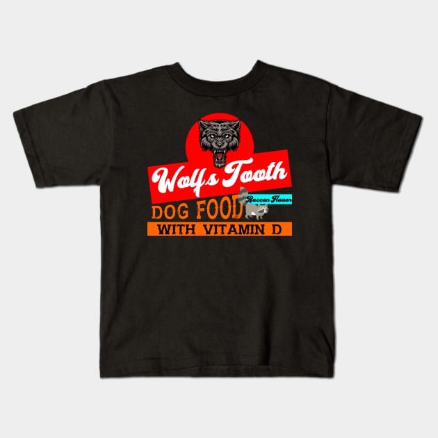 Wolfs Tooth Dog Food Kids T-Shirt by Indiecate